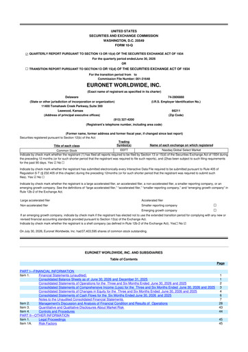 Thumbnail Euronet Worldwide
 10-Q Quarterly Report FY2026 