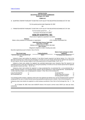 Miniature Semler Scientific
 10-Q Rapport trimestriel 2022 