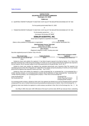 Miniature Semler Scientific
 10-Q Rapport trimestriel 2023 