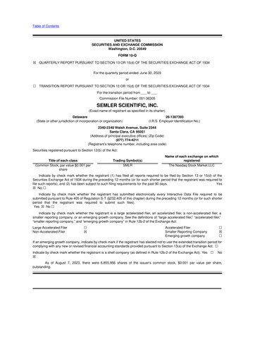 Miniature Semler Scientific
 10-Q Rapport trimestriel 2023 