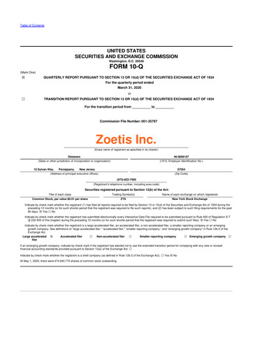 Vorschaubild Zoetis 10-Q Quartalsbericht 2020 