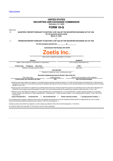 Vorschaubild Zoetis 10-Q Quartalsbericht 2023 