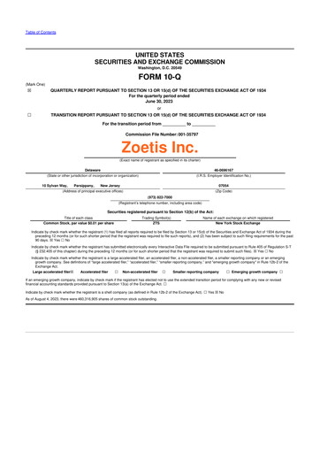 Vorschaubild Zoetis 10-Q Quartalsbericht 2023 