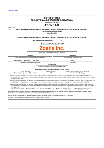 Thumbnail Zoetis 10-Q Quarterly Report FY 
