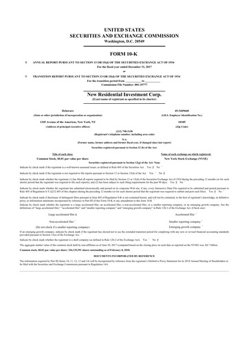 Miniature Rithm Capital 10-K Rapport annuel 2017