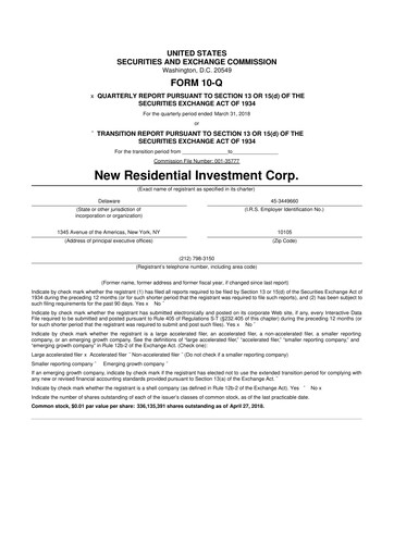 Thumbnail Rithm Capital 10-Q Quarterly Report FY2018 