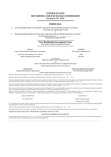 Miniature Rithm Capital 10-K Rapport annuel 2018