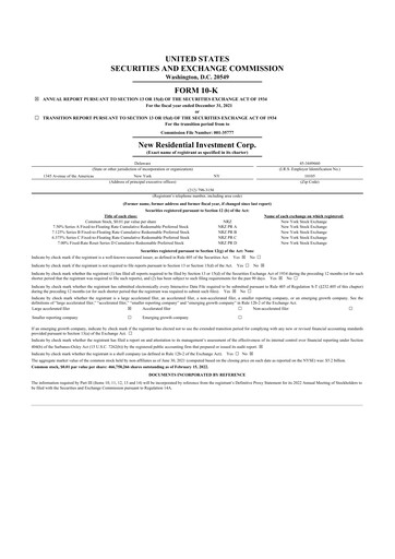 Miniature Rithm Capital 10-K Rapport annuel 2021