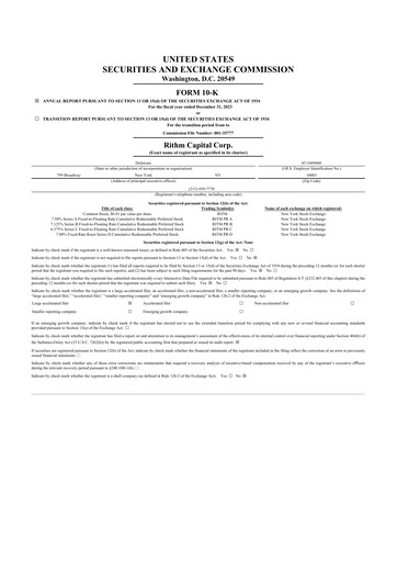 Miniature Rithm Capital 10-K Rapport annuel 2023