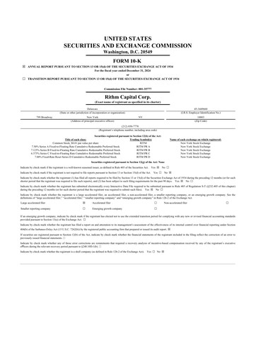 Miniature Rithm Capital 10-K Rapport annuel 2024
