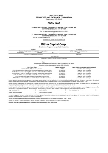 Thumbnail Rithm Capital 10-Q Quarterly Report FY 
