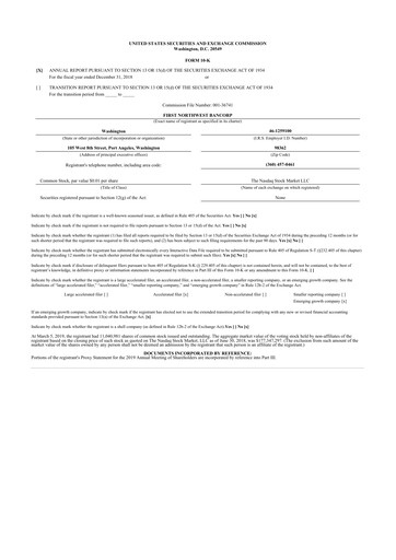 Vorschaubild First Northwest Bancorp 10-K Jahresbericht 2018