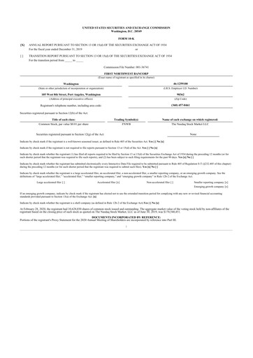 Vorschaubild First Northwest Bancorp 10-K Jahresbericht 2019