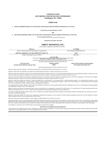 Thumbnail Thryv 10-K Annual Report 2022