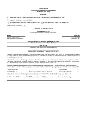 Miniature Skye Bioscience 10-Q Rapport trimestriel 2014 