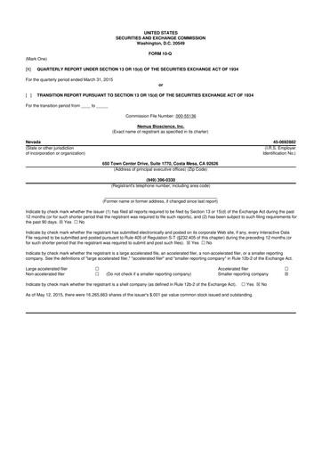Miniature Skye Bioscience 10-Q Rapport trimestriel 2015 