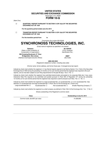 Thumbnail Synchronoss Technologies 10-Q Quarterly Report FY2014 