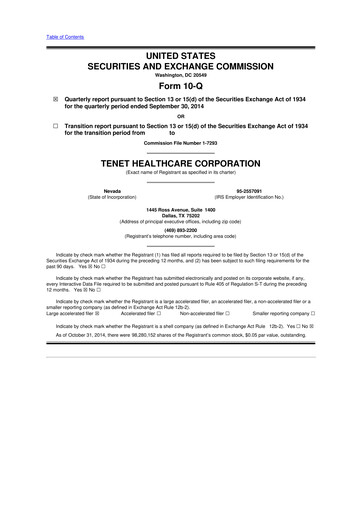 Thumbnail Tenet Healthcare 10-Q Quarterly Report FY2014 