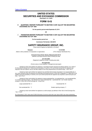 Miniature Safety Insurance
 10-Q Rapport trimestriel 2014 