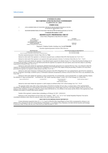 Thumbnail Service Properties Trust 10-K Annual Report 2014