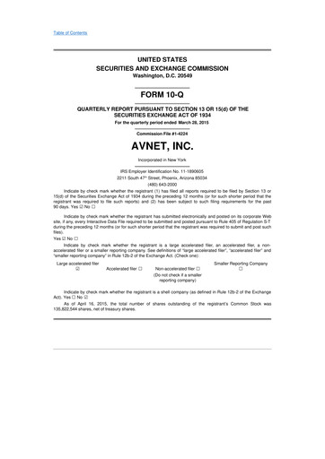 Thumbnail Avnet 10-Q Quarterly Report FY2015 