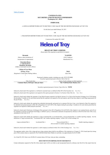 Thumbnail Helen of Troy 10-K Annual Report 2015