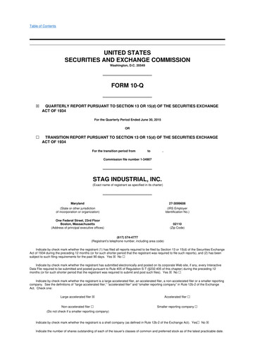 Thumbnail STAG Industrial 10-Q Quarterly Report FY2015 