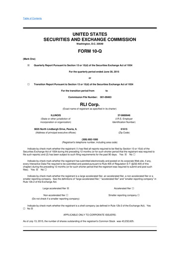 Thumbnail RLI Corp.
 10-Q Quarterly Report FY2015 