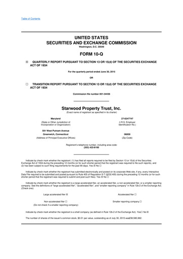 Thumbnail Starwood Property Trust 10-Q Quarterly Report FY2015 