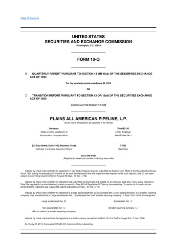 Thumbnail Plains All American Pipeline 10-Q Quarterly Report FY2015 