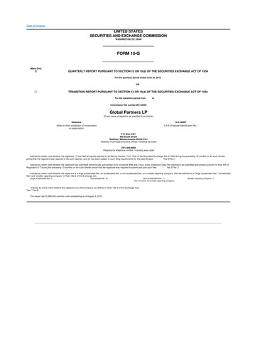 Thumbnail Global Partners LP 10-Q Quarterly Report FY2015 