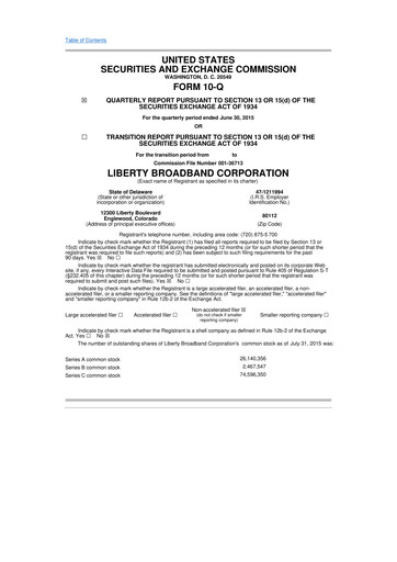 Thumbnail Liberty Broadband 10-Q Quarterly Report FY2015 