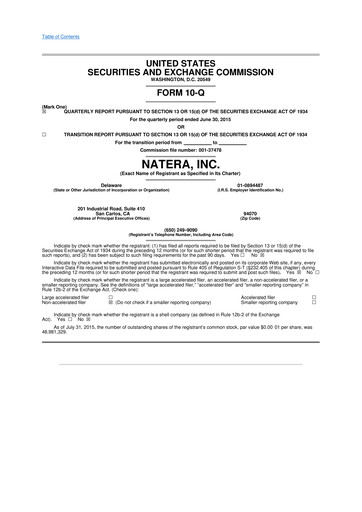 Miniature Natera 10-Q Rapport trimestriel 2015 