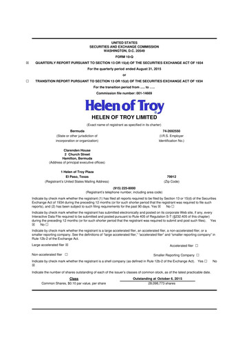 Vorschaubild Helen of Troy 10-Q Quartalsbericht 2016 