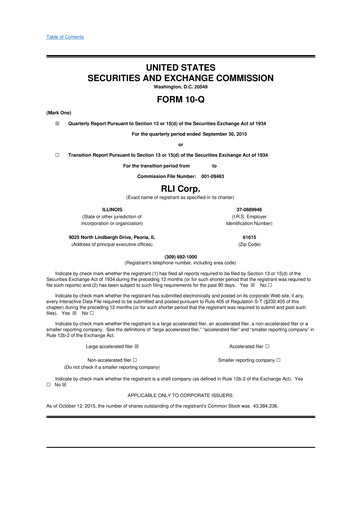 Thumbnail RLI Corp.
 10-Q Quarterly Report FY2015 