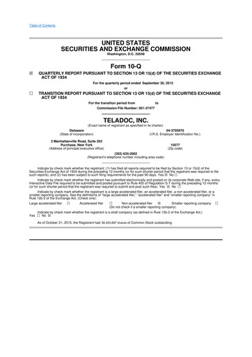 Thumbnail Teladoc Health
 10-Q Quarterly Report FY2015 