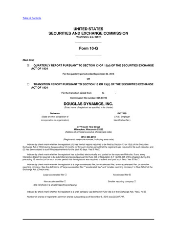 Thumbnail Douglas Dynamics
 10-Q Quarterly Report FY2015 