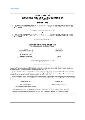 Thumbnail Starwood Property Trust 10-Q Quarterly Report FY2015 