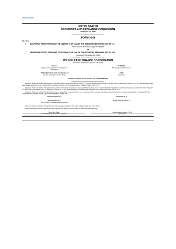 Thumbnail Willis Lease Finance Corporation 10-Q Quarterly Report FY2015 