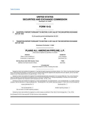 Thumbnail Plains All American Pipeline 10-Q Quarterly Report FY2015 