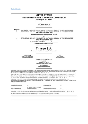 Miniature Trinseo 10-Q Rapport trimestriel 2015 