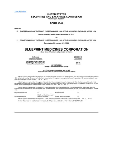 Thumbnail Blueprint Medicines
 10-Q Quarterly Report FY2015 
