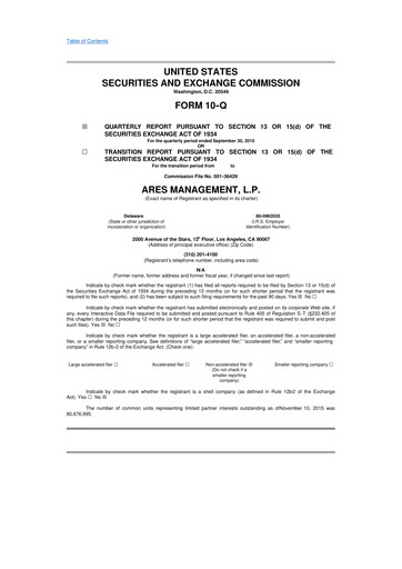 Vorschaubild Ares Management
 10-Q Quartalsbericht 2015 