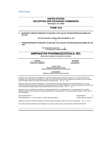 Thumbnail Amphastar Pharmaceuticals 10-Q Quarterly Report FY2015 