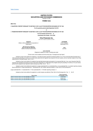 Thumbnail Virtu Financial
 10-Q Quarterly Report FY2015 