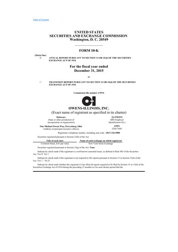 Thumbnail O-I Glass
 10-K Annual Report 2015