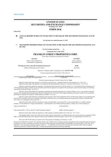 Thumbnail Franklin Street Properties 10-K Annual Report 2015