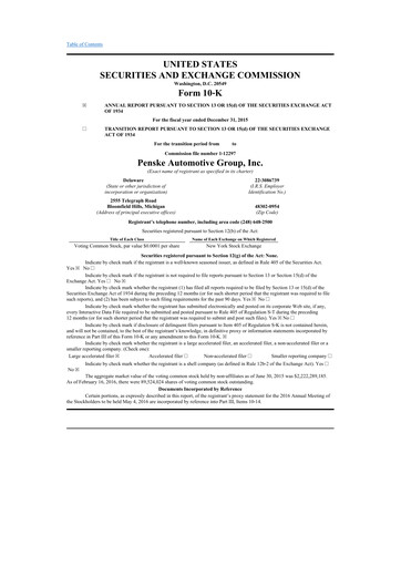 Thumbnail Penske Automotive Group 10-K Annual Report 2015