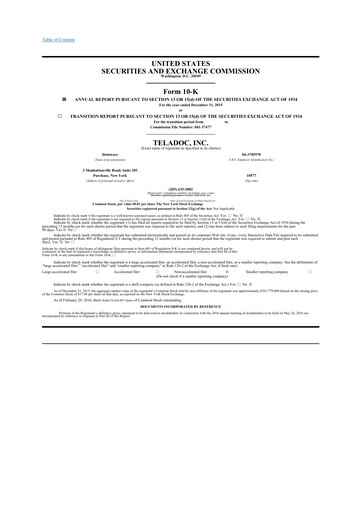 Thumbnail Teladoc Health
 10-K Annual Report 2015