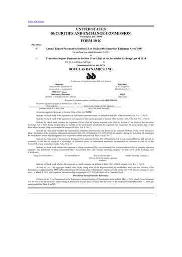 Thumbnail Douglas Dynamics
 10-K Annual Report 2015